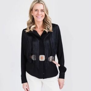 Mason by Mason's Daughter Natalie Western Fringe Top Black XS